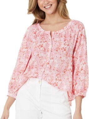 Tommy Bahama Petit Palma 3/4 Sleeves Top Size L New Pink